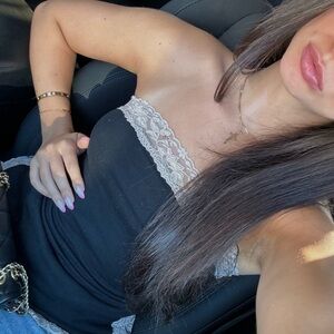 Black Lace Trim Tank Top